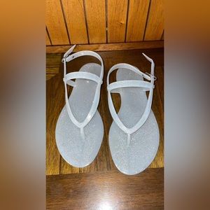 Stuart Weitzman Silver Glitter Sandals